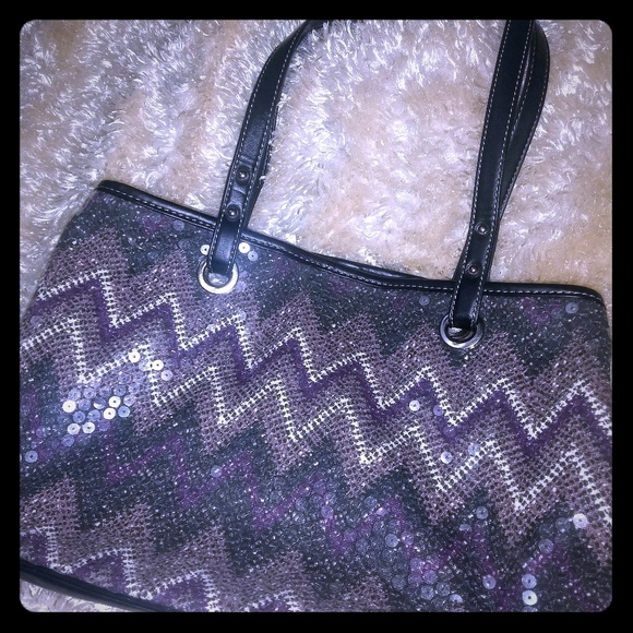 Nine West Handbags - Nine West Sequin Purse - Purple Grey White